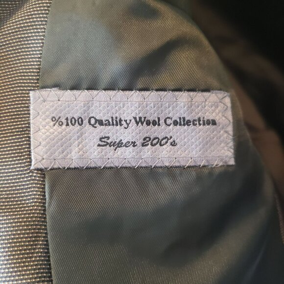 NEW Grogo Black Dark Green Wool Double Breasted Mens Suit Jacket EU 46 - Picture 15 of 15